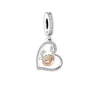 M&S Sloth Charm Gold Pet Lover Love Heart Charm Bead Pendant, 925 Sterling Silver Dangle Charm, Compatible With Pandora & European Bracelet …