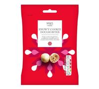 M&S Snowy Cookie Dough Bites, Fudgy Cookie Dough in Milk and White Chocolate, Winter Holiday Treats, 130g