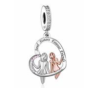 M&S Soul Sisters Forever Friends Love Heart Charm Bead Pendant, 925 Sterling Silver Dangle Charm, Compatible With Pandora & European Bracelet …