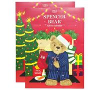M&S Spencer Bear Christmas Advent Calendar 80g, 2 pack - With 24 Creamy Milk Chocolate Pieces - in a Premier Life Store Box