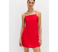 M&S Square Neck Mini Shift Dress with Linen Lacquer Red