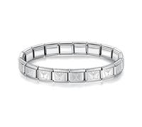 M&S Starter Bracelet Bangle Gold Rose Silver Stainless Steel 9mm Italian Link Charm Compatible With Nomination Bracelet (Butterfly Bracelet)