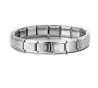 M&S Starter Bracelet Bangle Gold Rose Silver Stainless Steel 9mm Italian Link Charm Compatible With Nomination Bracelet (Ying Yang Bracelet)