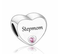 M&S Stepmom Step Mum Love Heart Charm Bead Pendant, 925 Sterling Silver Dangle Charm, Compatible With Pandora & European Bracelet …