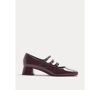 M&S Strappy Block Heel Mary Jane Shoes Burgundy