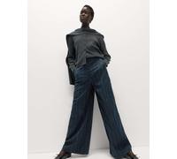 M&S Striped Studded Straight Leg Trousers Navy