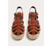M&S Suede Buckle Flatform Fisherman Espadrilles Burnt Orange