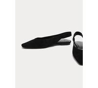M&S Suede Flat Chisel Toe Slingback Shoes Black