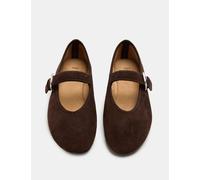M&S Suede Flat Mary Jane Ballet Pumps Brown