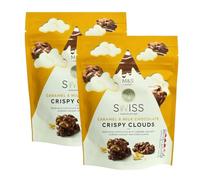 M&S Swiss Caramel & Milk Chocolate Crispy Clouds 140g (Pack of 2) Luxury Swiss Chocolate Clusters with Almond Nougat & Cornflakes Crunchy Gourmet Snack