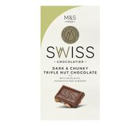 M&S Swiss Chocolatier Dark & Chunky Triple Nut Chocolate with Hazelnuts, Pistachios and Almonds