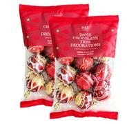 M&S Swiss Milk Chocolate Tree Decorations, 130g, 2 Pack, Hollow Chocolate Baubles