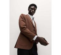 M&S Tailored Fit Cotton Rich Peached Stretch Blazer Conker