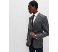 M&S Tailored Fit Textured Check Stretch Blazer Navy