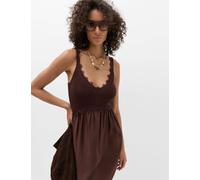 M&S Textured Lace Detail Mini Knitted Dress Chocolate