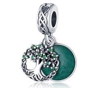 M&S Tree Of Life Charm Green Tree Enamel Pave Charm Bead Pendant, 925 Sterling Silver Dangle Charm, Compatible With Pandora & European Bracelet …