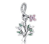 M&S Tree Of Life Charm Infinity Flower Love Olive Green Charm Bead Pendant, 925 Sterling Silver Dangle Charm, Compatible With Pandora & European Bracelet …