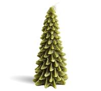 M&S Tree-Shaped Decorative Wax Candle Cosy Christmas Tree, Green, Holiday Home Decor