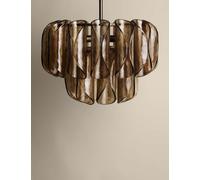 M&S Two-Tier Curved Glass Flush Ceiling Light Brown