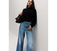 M&S Two Toned Slouchy Wide Leg Jeans Light Indigo Mix