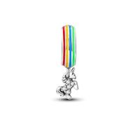 M&S Unicorn Rainbow Charm Colourful Pave Corn Pride LBGT Charm Bead Pendant, 925 Sterling Silver Dangle Charm, Compatible With Pandora & European Bracelet …