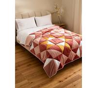 M&S Velvet Patchwork Bedspread Pink Mix