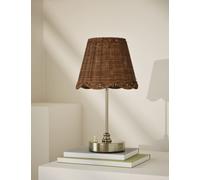 M&S Wicker Scallop Rechargeable Table Lamp Antique Brass