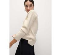 M&S Women's Cloud-Yarn Ribbed V-Neck Jumper - Cream, Mid Grey,Cream,Leaf,Mocha