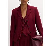 M&S Wool Look Tailored Revere Cropped Blazer Wine
