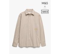 M&S x Aries Pure Cotton Striped Shirt Neutral