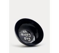 M&S x Bella Freud Ceramic Oh Happy Day Slogan Serving Bowl Navy