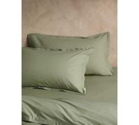 M&S X Fired Earth 2 Pack Washed Cotton Oxford Pillowcases Weald Green