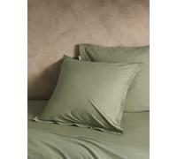 M&S X Fired Earth 2 Pack Washed Cotton Square Pillowcases Weald Green