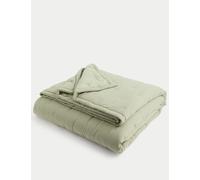 M&S X Fired Earth Cotton with Linen Bedspread Weald Green