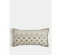 M&S X Fired Earth Jaipur Bandhani Cotton Rich Bolster Cushion Weald Green