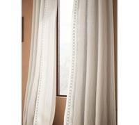 M&S X Fired Earth Pure Cotton Embroidered Sheer Curtains - WDR72 - Malm, Blue,Malm