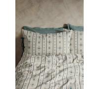 M&S X Fired Earth Pure Cotton Gauze Tile Jacquard Bedding Set White Mix