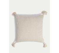 M&S X Fired Earth Pure Cotton Textured Tasselled Cushion - Malm, Malm,Indigo,Weald Green