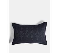 M&S X Fired Earth Pure Cotton Woven Bolster Cushion Blue Mix