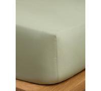 M&S X Fired Earth Washed Cotton Extra Deep Fitted Sheet Weald Green