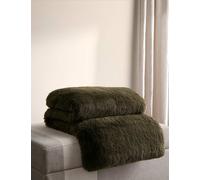 M&S X Kelly Hoppen Faux Fur Throw Green