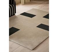 M&S X Kelly Hoppen Kelly Hoppen Pure Wool Dash Geometric Rug Taupe Mix