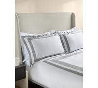 M&S X Kelly Hoppen Pure Cotton Double Border Bedding Set Grey/White