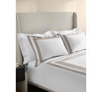 M&S X Kelly Hoppen Pure Cotton Double Border Bedding Set Taupe Mix