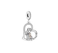 M&S You Are My World Charm Mum Daughter Son Love Heart Charm Bead Pendant, 925 Sterling Silver Dangle Charm, Compatible With Pandora & European Bracelet …