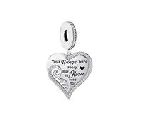 M&S Your Wings Were Ready But My Heart Was Not Love Heart Angel Charm Bead Pendant, 925 Sterling Silver Dangle Charm, Compatible With Pandora & European Bracelet …