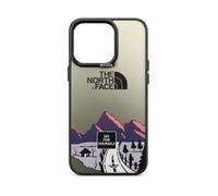 M&Sadia The North Face Phone Case for iPhone and iPhone 16, Mirror Finish, Mountain Landscape Print Black (iPhone 17 Pro)