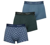 (M, Scarab/Real Teal/Rope Chain Navy) Ted Baker Mens Three Pack Cotton Trunk Breathable Boxer Briefs