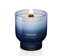 M&SENSE 270g Natural Soy Wax Jar Candle with Wooden Wick | Fresh Linen Scent | 55-Hour Burn & Long-Lasting Burn | Housewarming Gift for Men and Women