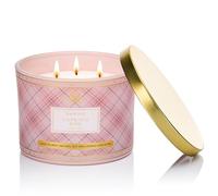 M&SENSE 330g Soy Scented Candle Saltwater Rose -3 Cotton Wicks 65 Hours Long Burning, Non-Toxic Aromatherapy for Relaxation, Vintage Striped Glass Jar, Luxury Birthday/Mother's Day Gifts for Women